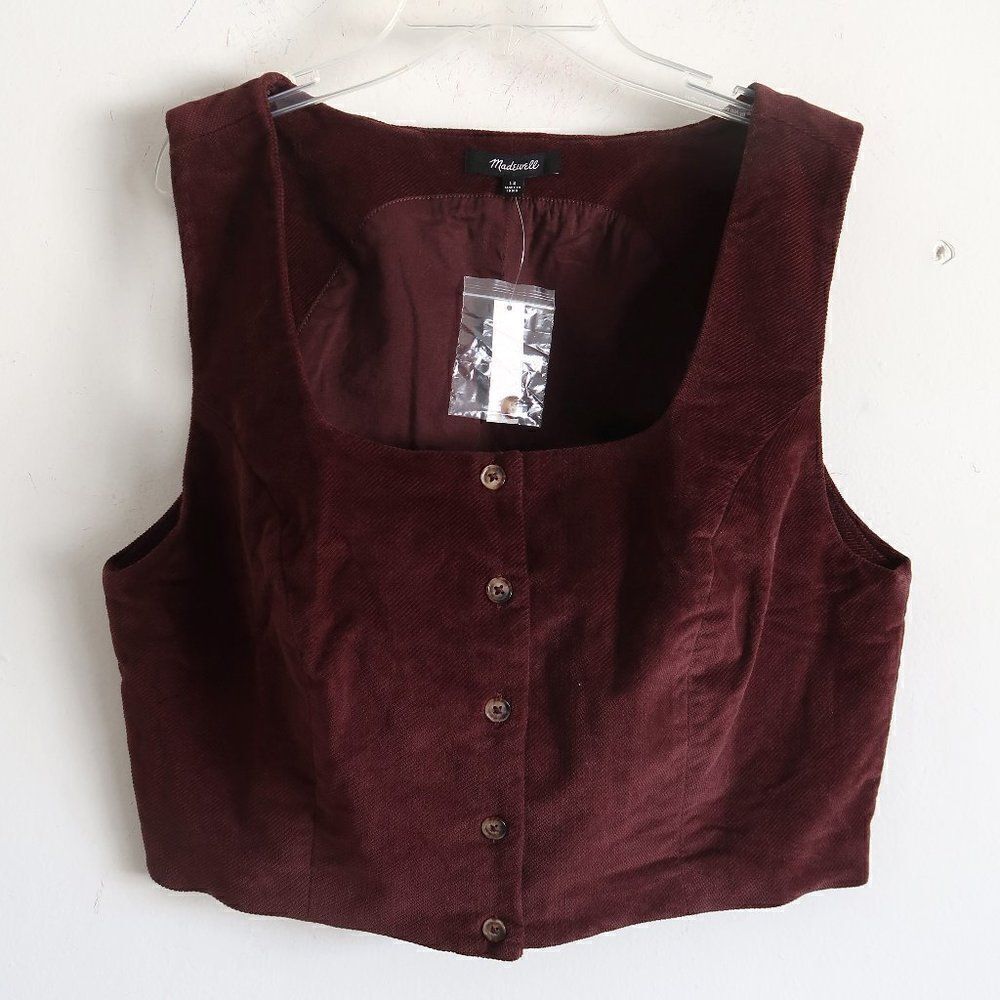 NWT Madewell Corduroy Twill Button Front Crop Bralette Top - Size 12